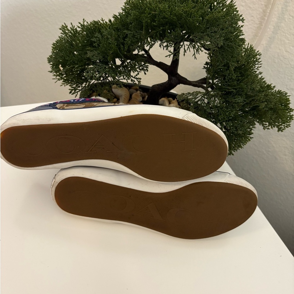 Coach Women's Tan and Blue Sneakers - Picture 4 of 7